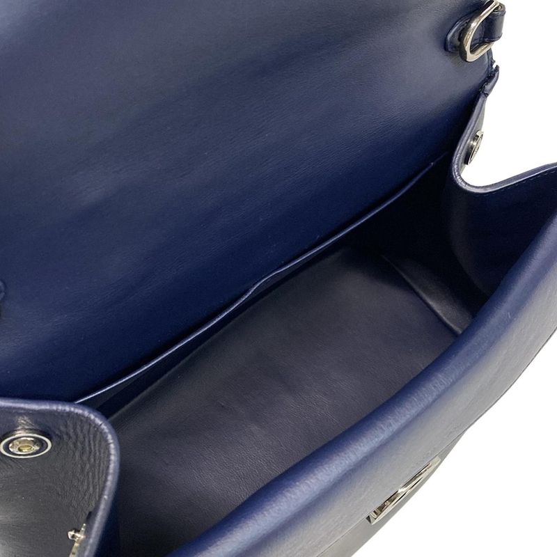 DIOR Christian Dior Handbag B Dior Dark Navy X Silver Leather