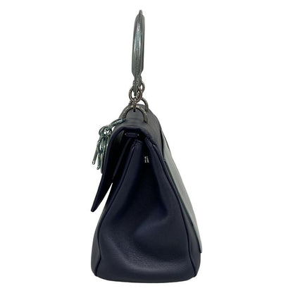 DIOR Christian Dior Handbag B Dior Dark Navy X Silver Leather