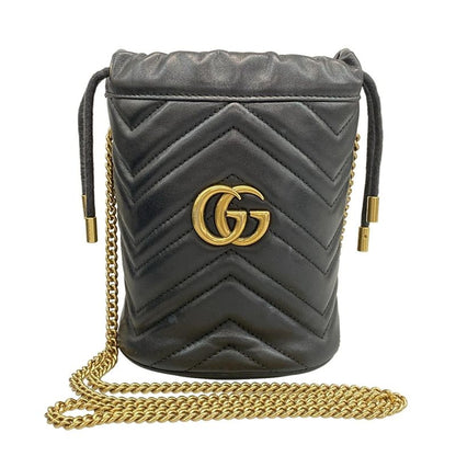 Gucci Shoulder Bag Ggmarmont Mini Bucket Bag 575163 Black Chain Shoulder