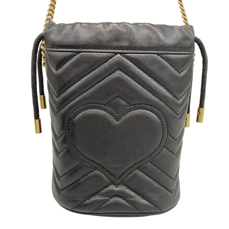 Gucci Shoulder Bag Ggmarmont Mini Bucket Bag 575163 Black Chain Shoulder