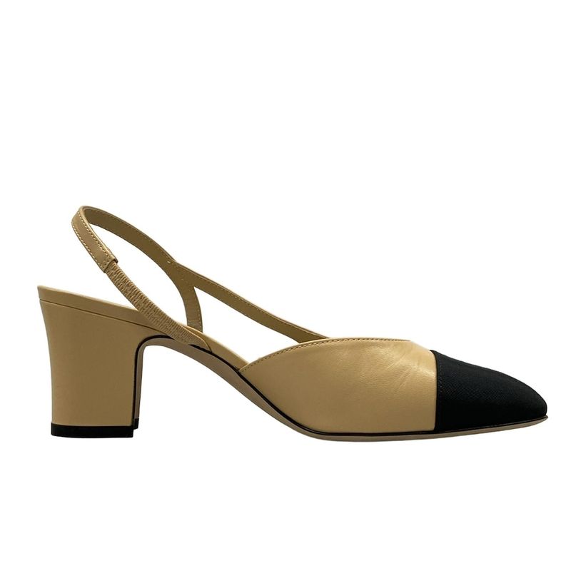 Chanel Sandals 37 C Women's Ring Back Shoes G31318 Beige X Black Coco Mark