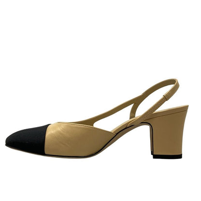 Chanel Sandals 37 C Women's Ring Back Shoes G31318 Beige X Black Coco Mark