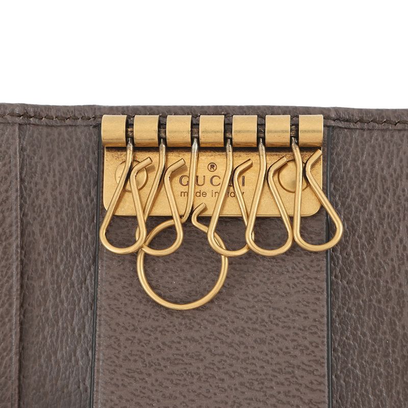 Gucci Key Case GG Supreme 6 Rows Key Holder Beige Brown