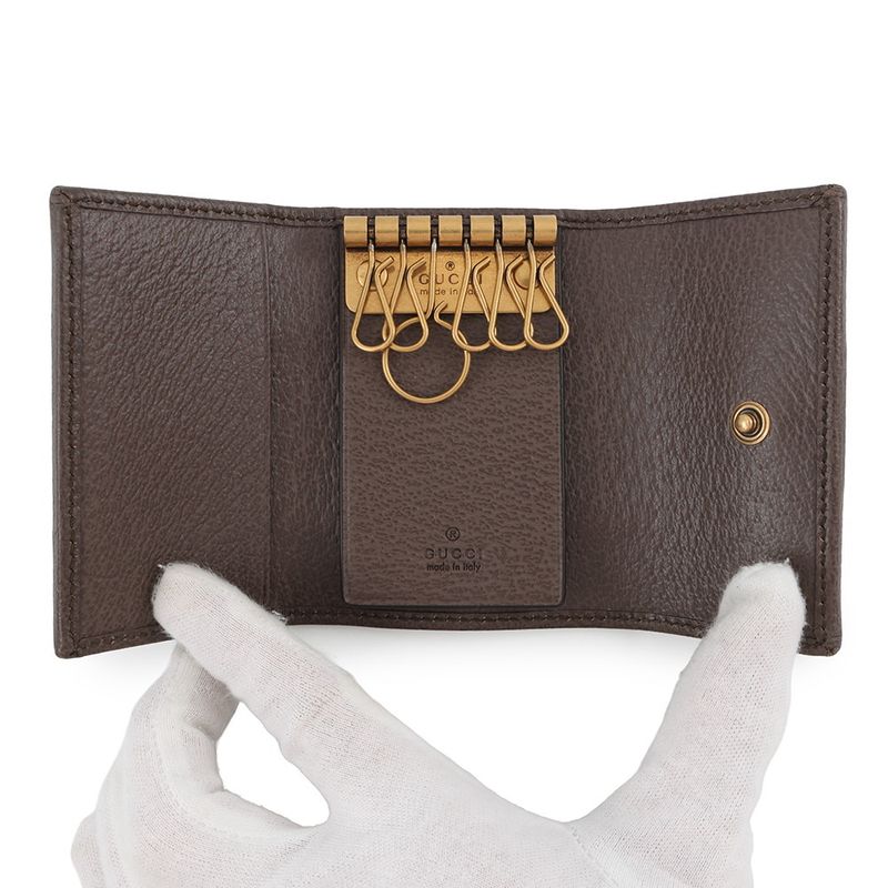 Gucci Key Case GG Supreme 6 Rows Key Holder Beige Brown