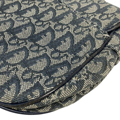 DIOR Christian Dior Handbag Saddle Bag Navy X Ivory Leather