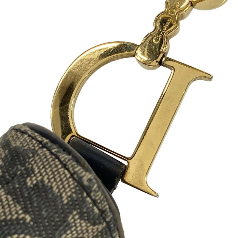 DIOR Christian Dior Handbag Saddle Bag Navy X Ivory Leather