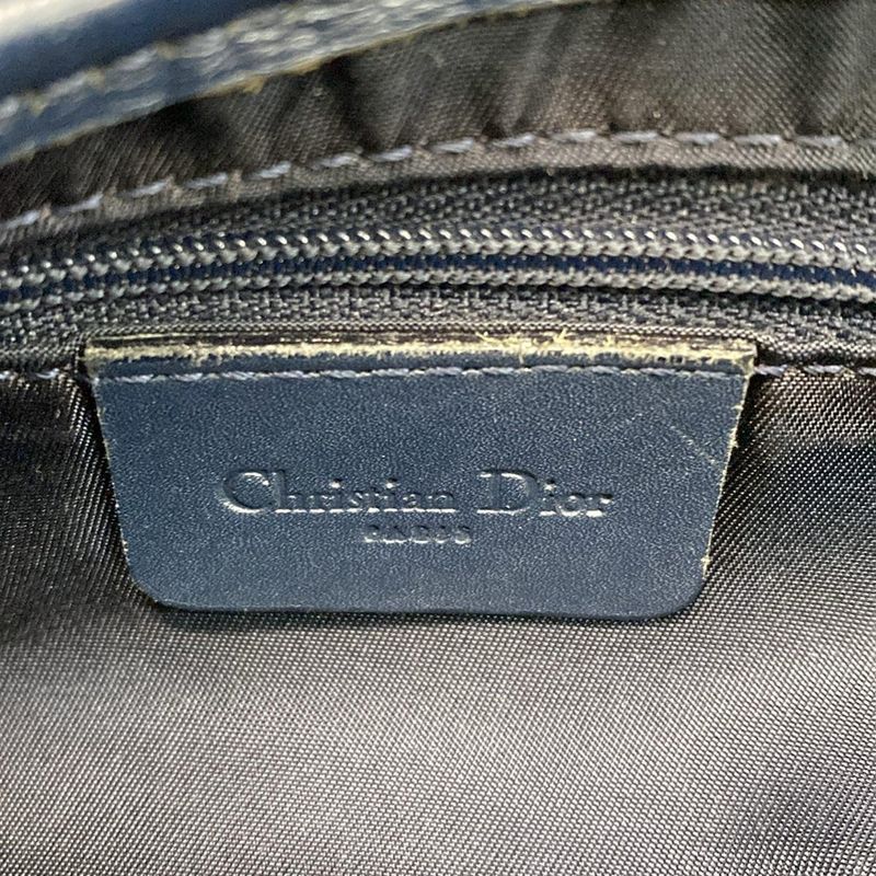 DIOR Christian Dior Handbag Saddle Bag Navy X Ivory Leather