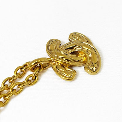 Chanel CC Logo Necklace Gold Quilted Chain
