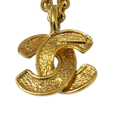 Chanel CC Logo Necklace Gold Quilted Chain
