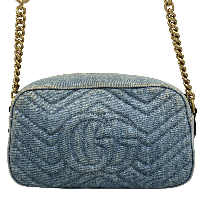 Gucci Shoulder Bag Ggmarmont 447632 Light Blue Pearl Chain Shoulder