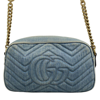 Gucci Shoulder Bag Ggmarmont 447632 Light Blue Pearl Chain Shoulder