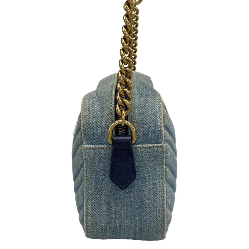 Gucci Shoulder Bag Ggmarmont 447632 Light Blue Pearl Chain Shoulder