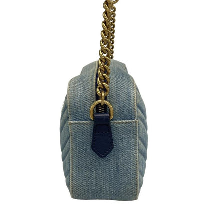 Gucci Shoulder Bag Ggmarmont 447632 Light Blue Pearl Chain Shoulder