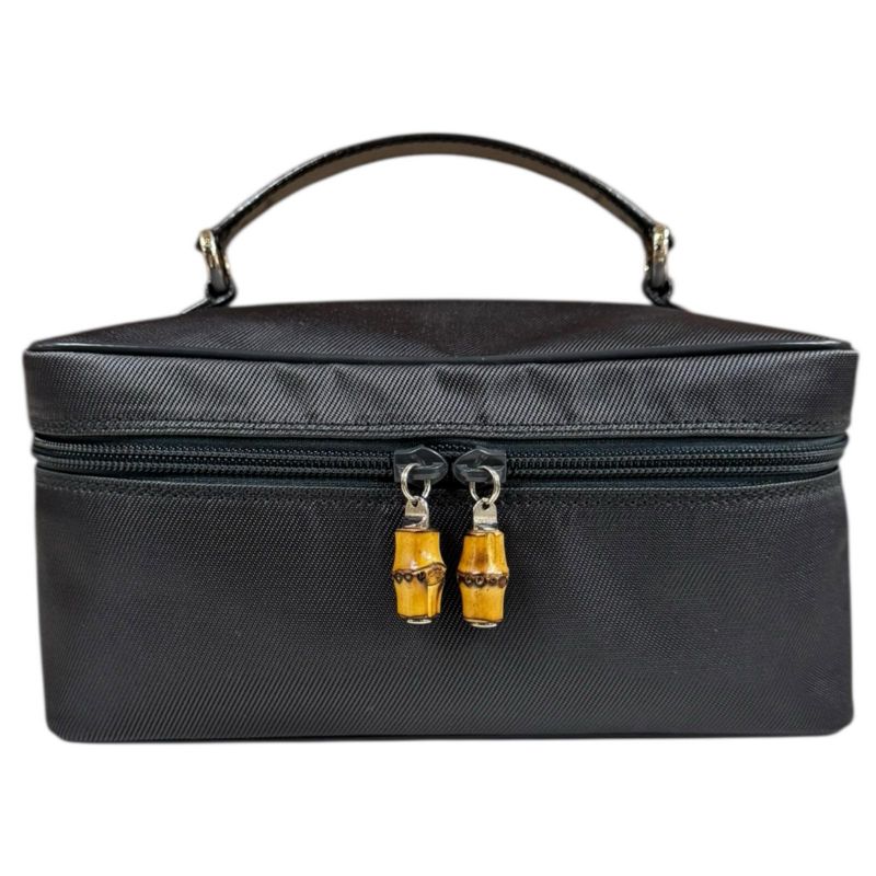 Gucci Vanity Bag Bamboo Handbag Nylon 032・1956・0150 Black Ladies Gucci Used
