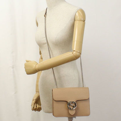 Gucci Chain Interlocking G Shoulder Bag Leather Women's
