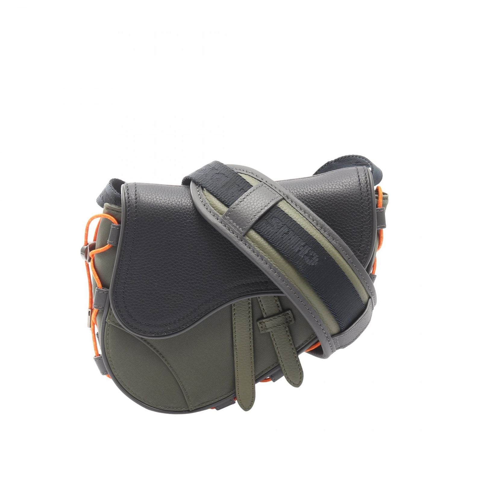 Dior Shoulder Bag Christian Dior × Sacai Saddle Bag Khaki/navy Nylon Leather