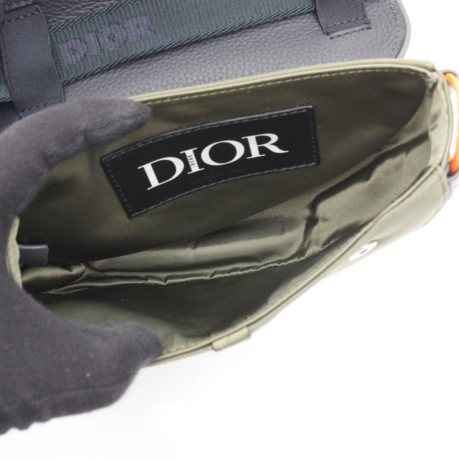 Dior Shoulder Bag Christian Dior × Sacai Saddle Bag Khaki/navy Nylon Leather