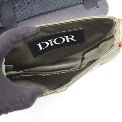 Dior Shoulder Bag Christian Dior × Sacai Saddle Bag Khaki/navy Nylon Leather