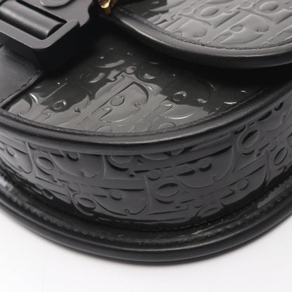 Dior Shoulder Bag Gallop Oblique Black Patent Leather Leather Gallop Oblique