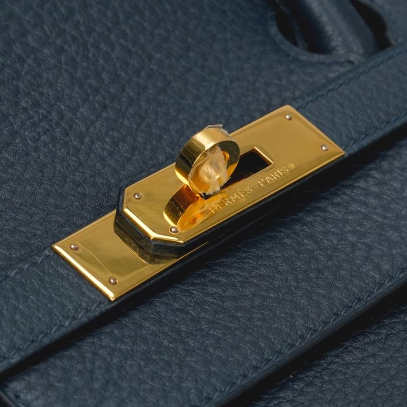 Hermes Birkin 40 Bag Tote Ardennes Dark Blue Gold Hardware Handbag