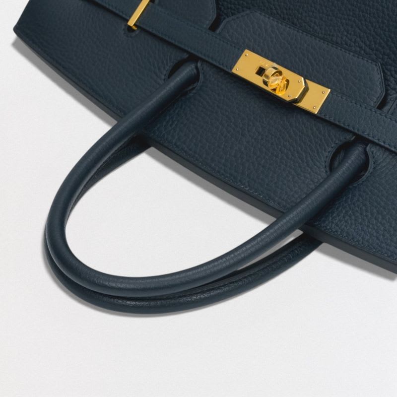 Hermes Birkin 40 Bag Tote Ardennes Dark Blue Gold Hardware Handbag