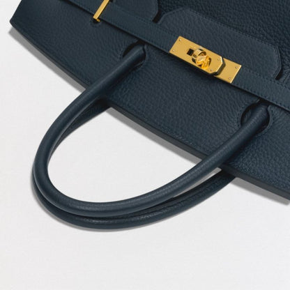 Hermes Birkin 40 Bag Tote Ardennes Dark Blue Gold Hardware Handbag