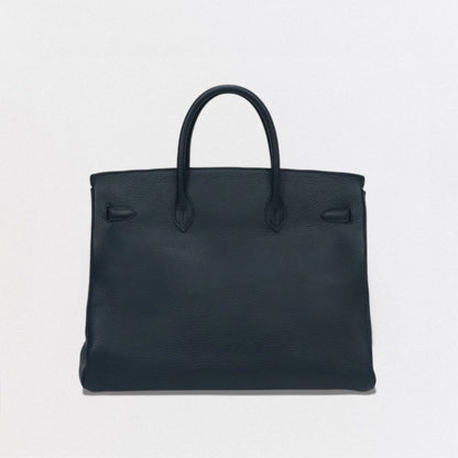 Hermes Birkin 40 Bag Tote Ardennes Dark Blue Gold Hardware Handbag