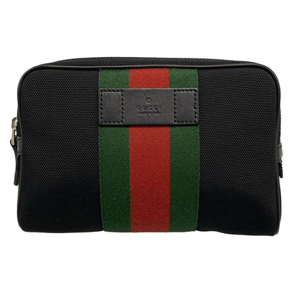 Gucci Waist Pouch Sherry (web) 630919 Black X Dark Green X Red Cotton