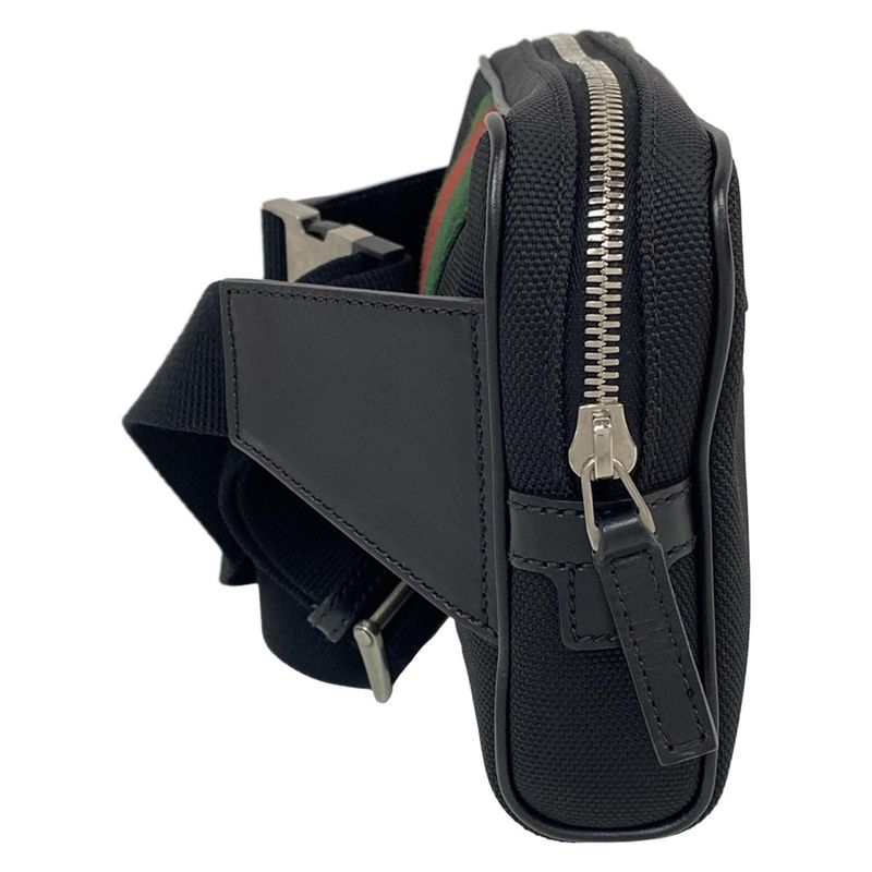 Gucci Waist Pouch Sherry (web) 630919 Black X Dark Green X Red Cotton
