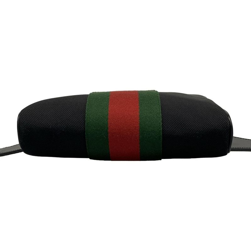 Gucci Waist Pouch Sherry (web) 630919 Black X Dark Green X Red Cotton
