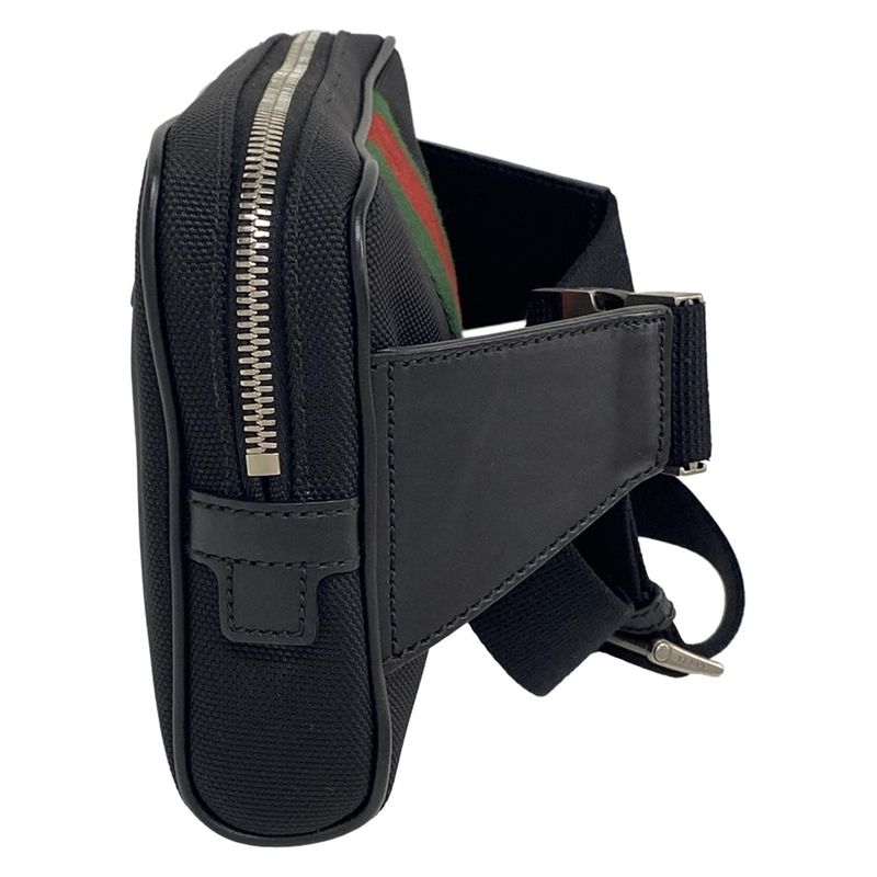 Gucci Waist Pouch Sherry (web) 630919 Black X Dark Green X Red Cotton