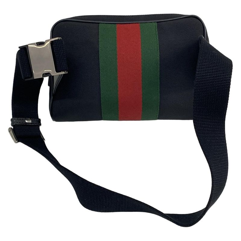 Gucci Waist Pouch Sherry (web) 630919 Black X Dark Green X Red Cotton