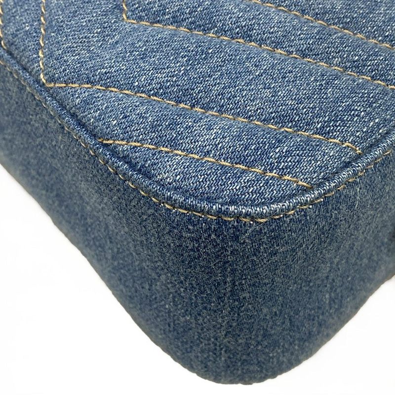 Gucci Shoulder Bag Ggmarmont 447632 Blue X Navy Chain Shoulder Faux Pearl