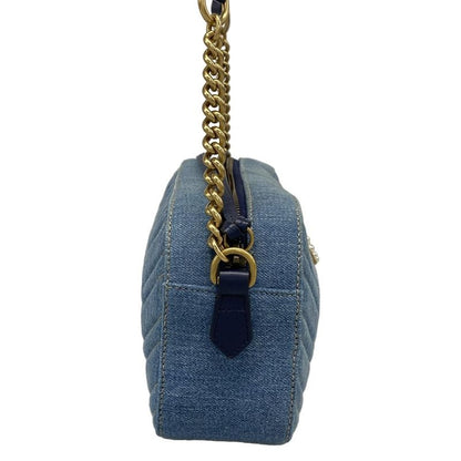 Gucci Shoulder Bag Ggmarmont 447632 Blue X Navy Chain Shoulder Faux Pearl
