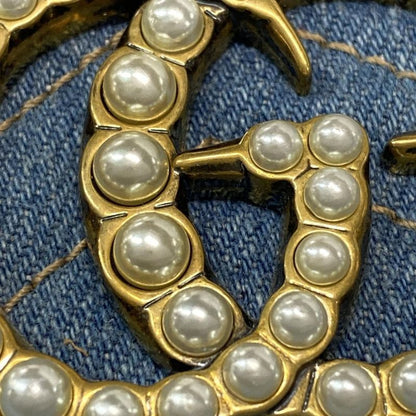 Gucci Shoulder Bag Ggmarmont 447632 Blue X Navy Chain Shoulder Faux Pearl