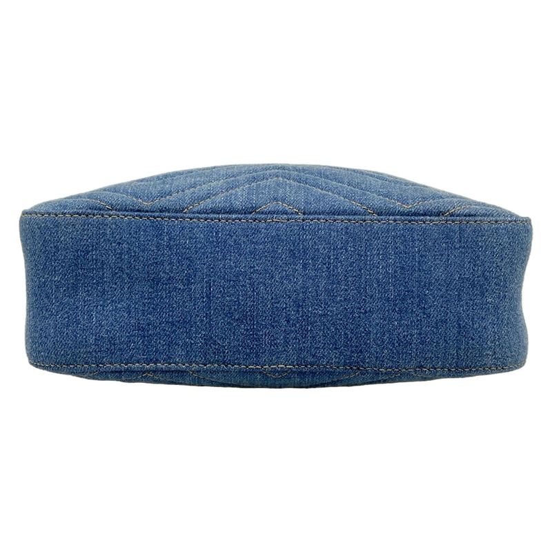 Gucci Shoulder Bag Ggmarmont 447632 Blue X Navy Chain Shoulder Faux Pearl