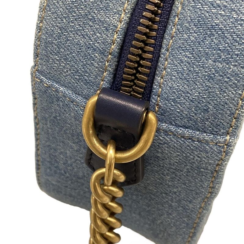 Gucci Shoulder Bag Ggmarmont 447632 Blue X Navy Chain Shoulder Faux Pearl