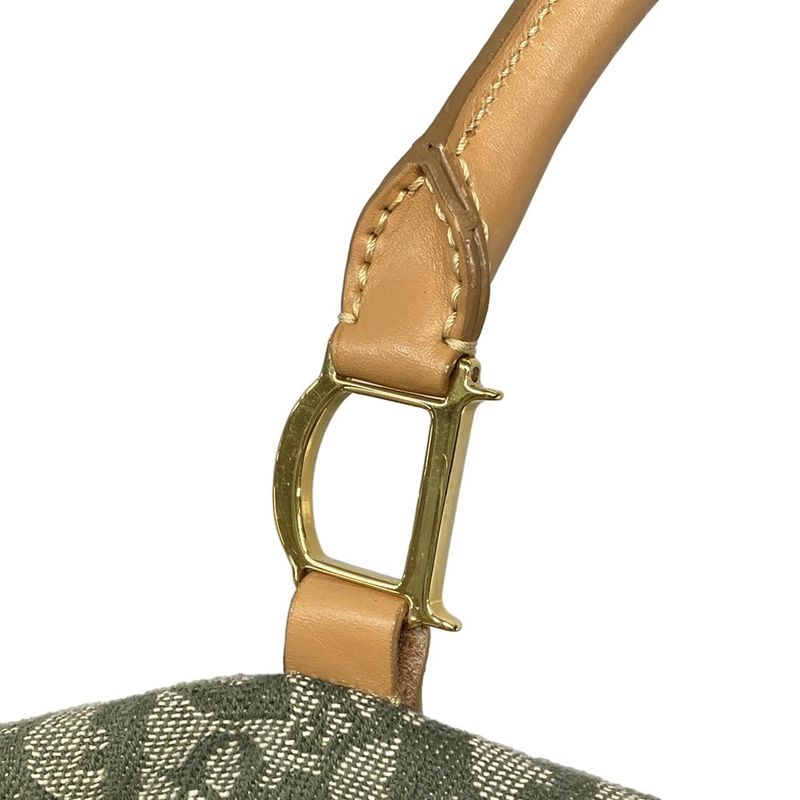 DIOR Christian Dior Handbag Trotter Green X Beige Mini Boston Leather