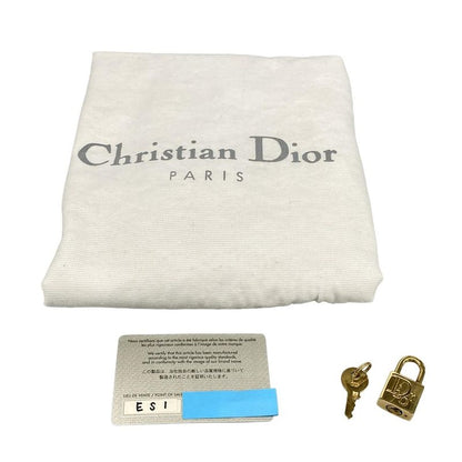 DIOR Christian Dior Handbag Trotter Green X Beige Mini Boston Leather