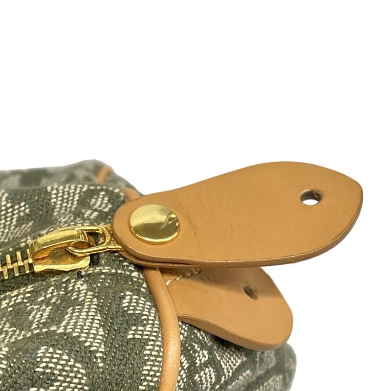 DIOR Christian Dior Handbag Trotter Green X Beige Mini Boston Leather