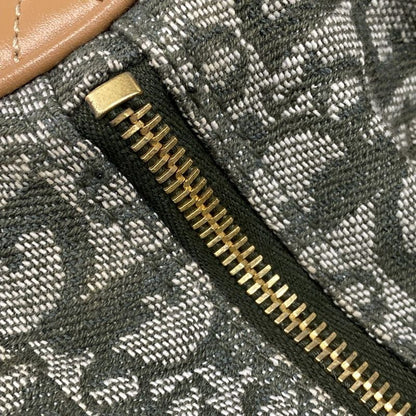 DIOR Christian Dior Handbag Trotter Green X Beige Mini Boston Leather