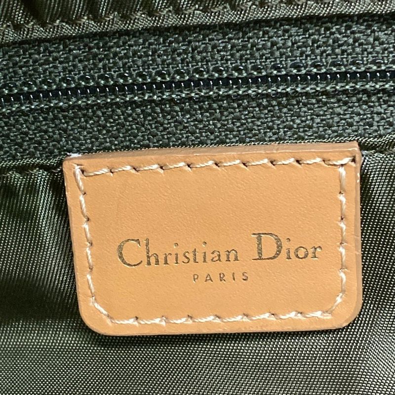 DIOR Christian Dior Handbag Trotter Green X Beige Mini Boston Leather