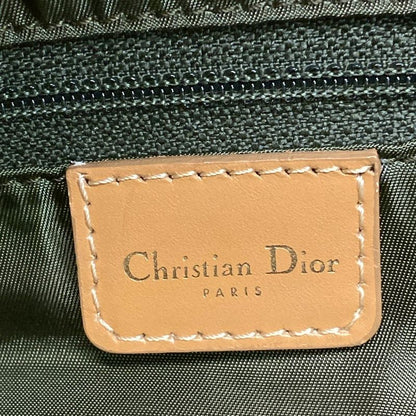 DIOR Christian Dior Handbag Trotter Green X Beige Mini Boston Leather