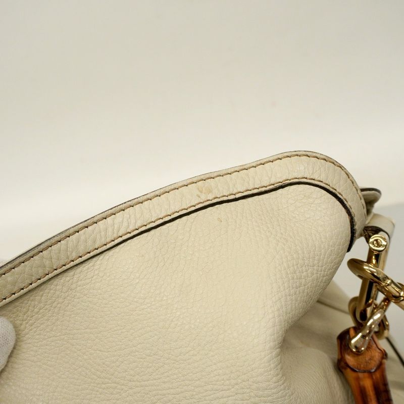 Gucci Handbag Bamboo 282315 Leather Ivory Gold Hardware 2way Bag Ladies