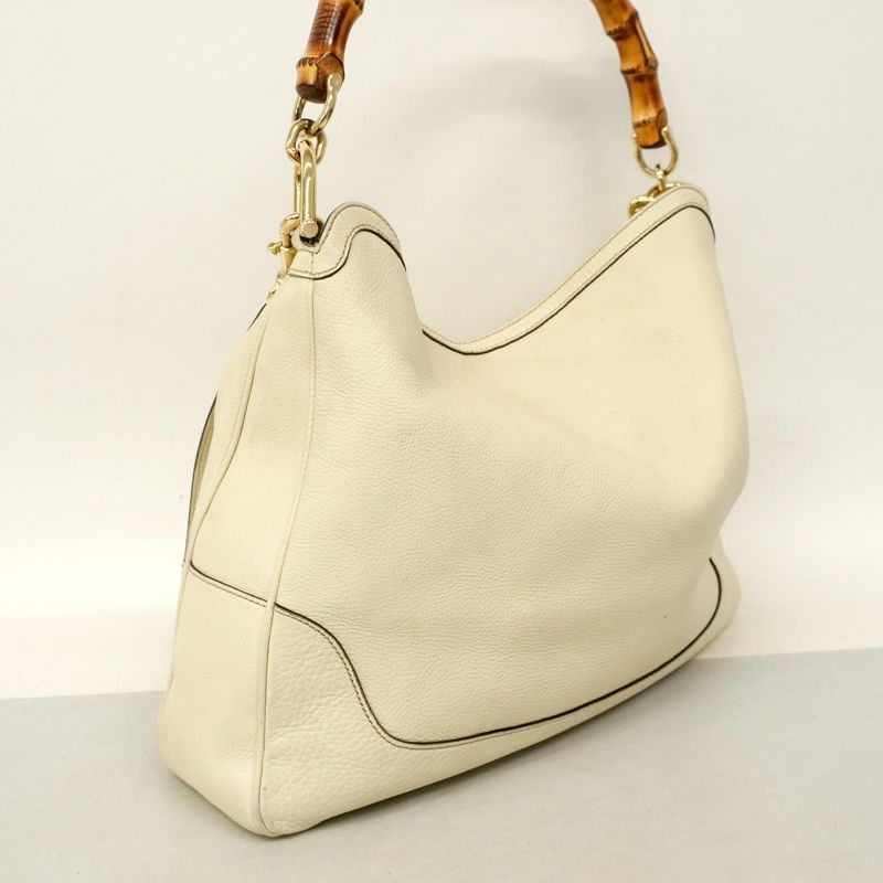 Gucci Handbag Bamboo 282315 Leather Ivory Gold Hardware 2way Bag Ladies