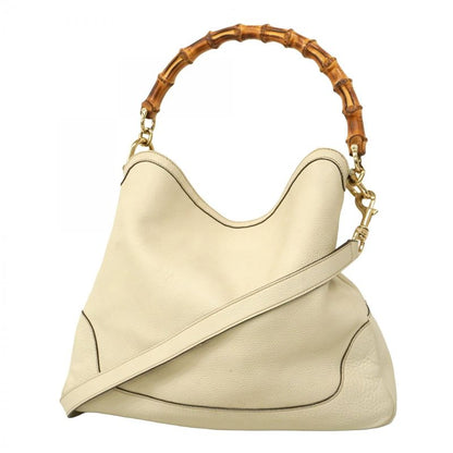 Gucci Handbag Bamboo 282315 Leather Ivory Gold Hardware 2way Bag Ladies