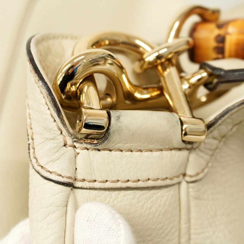 Gucci Handbag Bamboo 282315 Leather Ivory Gold Hardware 2way Bag Ladies