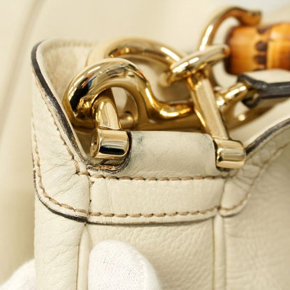 Gucci Handbag Bamboo 282315 Leather Ivory Gold Hardware 2way Bag Ladies
