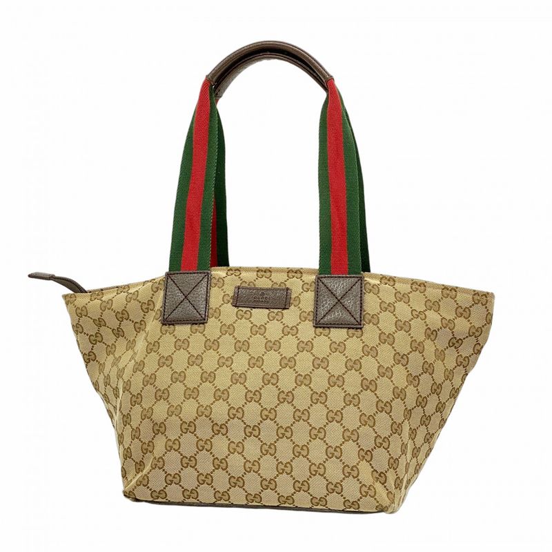 Gucci Handbag GG Canvas Sherry Line 131230 Canvas Brown Silver Hardware Ladies
