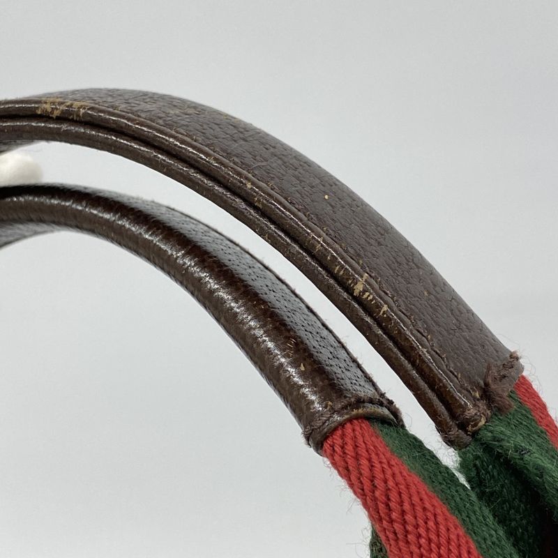 Gucci Handbag GG Canvas Sherry Line 131230 Canvas Brown Silver Hardware Ladies